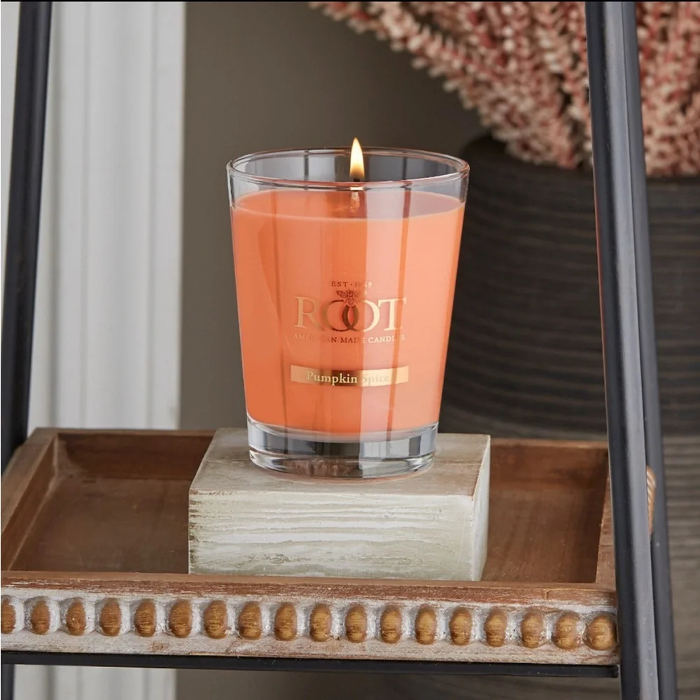 NWT ROOT CANDLES Pumpkin Spice 10.5oz Veriglass Candle Halloween Autumn Harvest